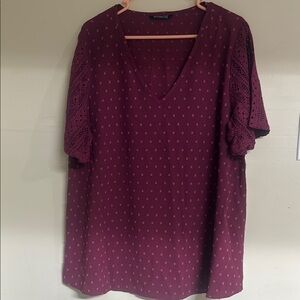 BloomChic Red Smocked V-Neck Blouse